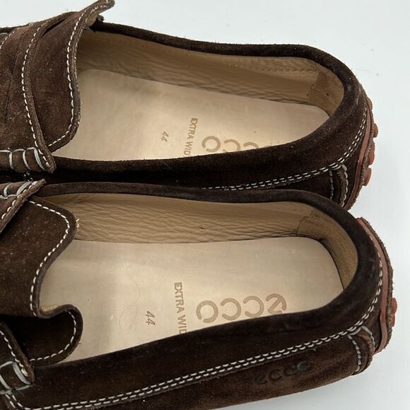 ECCO Brown Suede Casual Penny Loafers Size 44/10-10.5 Slip On Comfort Shoes B16B